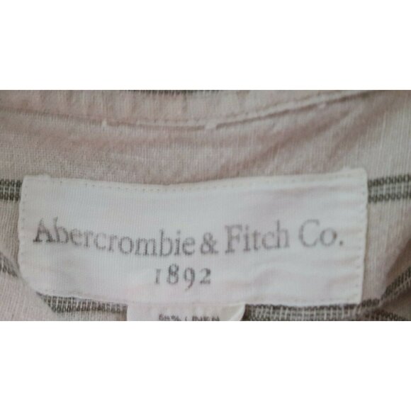 Abercrombie & Fitch Women's Blouse Linen blend Sleeveless Button-front Striped - Picture 6 of 9